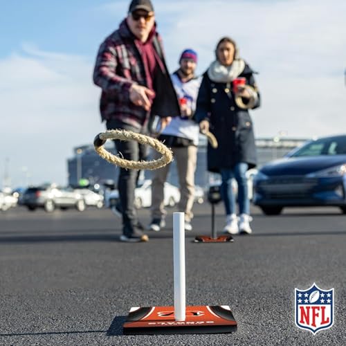 Solid Wood NFL Quoits Set with Direct Print HD Team Graphics – Tailgate Ring Toss Game – Great Gift for Any Football Fan! Ring Toss Family Outdoor Games for The Beach