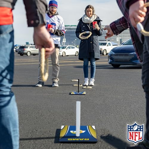 Solid Wood NFL Quoits Set with Direct Print HD Team Graphics – Tailgate Ring Toss Game – Great Gift for Any Football Fan! Ring Toss Family Outdoor Games for The Beach