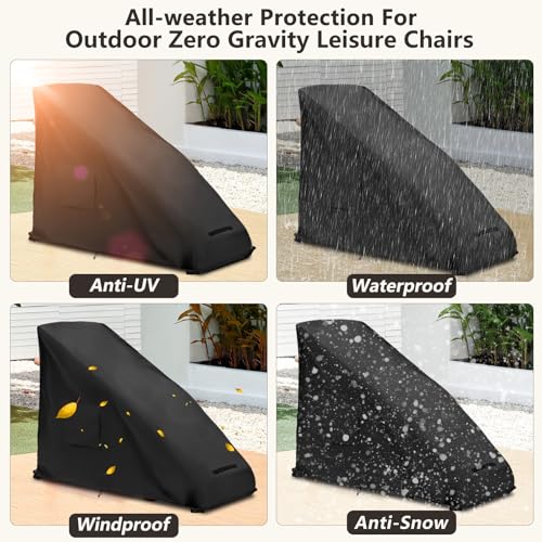 Zero Gravity Chair Cover,Outdoor Heavy Duty 600D Waterproof Zero Gravity Lounge Chair Cover,Patio Folding Zero Gravity Recliner Cover.black,39" L x 26" W x 45" H. - color: Black, size: 39" L x 26" W x 45" H
