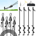 Tinnmao 4-Pack 17.7" Tent Stakes Heavy Duty, with 8" Ratchet Tie Down Straps (1/8" φ) Kit for High Wind, 8mm Solid Steel Spiral Ground Anchors Screw in for Tarp | Canopy | Sand Beach Camping Tent - size: 4 Pack