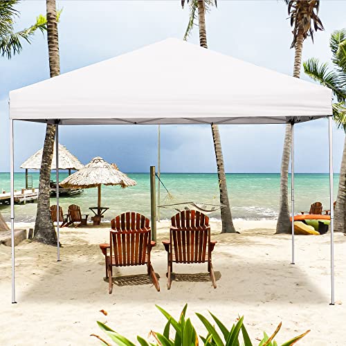 ZENY 10x10 Pop Up Canopy Tent Easy Set-up Outdoor Patio Canopy Adjustable Straight Leg Heights Instant Shelter with Wheeled Bag, Ropes - style: 10x10ft-White