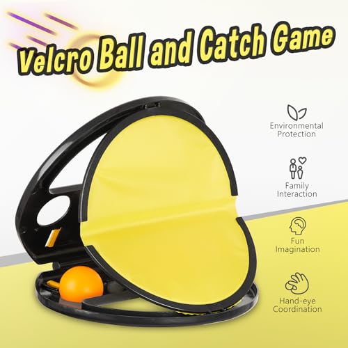 Velcro Toss and Catch Game Set, 2024 Upgrade with Launchers and 2 Balls, Outdoor Games for Kids Aged 3-12, Beach Paddle Ball Set for Yard, 2pc
