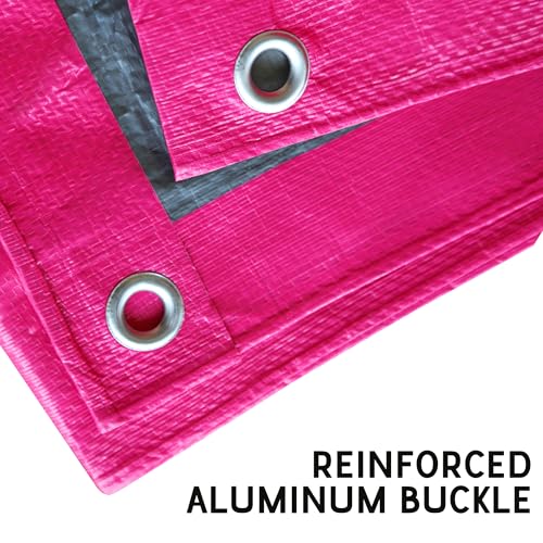 STARPYNG-7 Mil Pink/Silver 8x14 Feet Tarp-Multifunctional Waterproof Tarpaulin-Waterproof, UV Resistant, Rip and Tear Resistant, Poly Tarpaulin with Reinforced Edges for Cover - color: Pink/Silver, size: 8x14FT