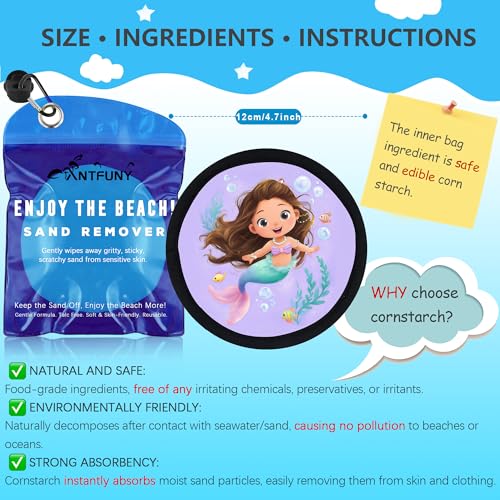 Antfuny Sand Remover Eraser Mermaid Removal Bag Mitt Brush Wipe Off Beach Vacation Essentials Travel Necessities Supplies Lake Day Activities Hawaii Trip Must Have Family Toy Game Towel Sifter Cloud - color: 1pcs Mermaid