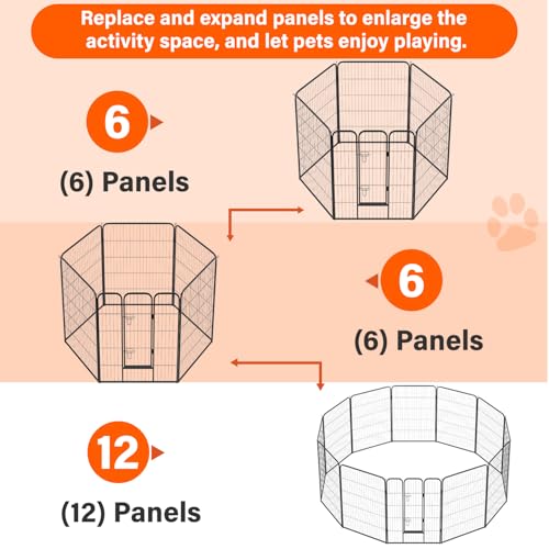 FDW Dog Playpen Dog Pen Dog Kennel 6 Panels 40 Inch Height Indoor Outdoor Folding Metal Portable Puppy Exercise Pen Heavy Duty Dog Fence for Yard Camping,Black - style: 6 Panels