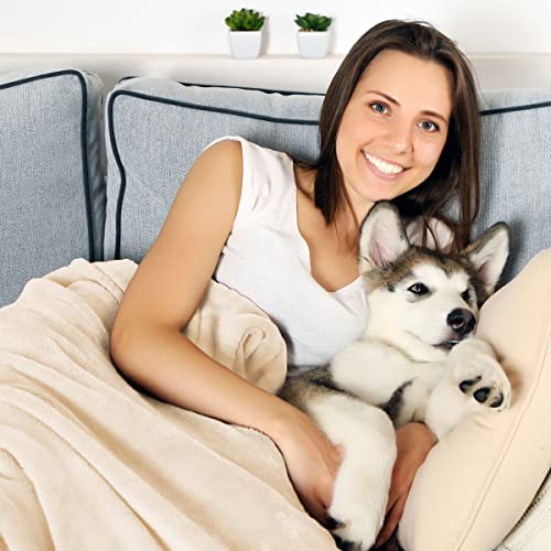 Waterproof Pet Blanket - 50x60-Inch Reversible Sherpa Fleece Throw Protects Couches, Cars, and Beds from Spills, Stains, and Fur by PETMAKER (Cream) - color: Cream, size: Small