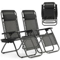Zero Gravity Chairs Set of 2 with Pillow and Cup Holder Tray, Portable Recliner Beach Camping Patio Outdoor Folding Lounge Chair for Poolside, Lawn, Garden, Backyard, Black - size: 2-pack