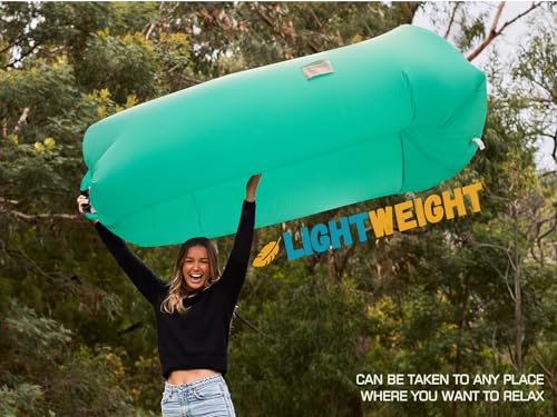 WEKAPO Inflatable Couch Air Lounger Chair - Camping & Beach Accessories, Portable Blow up Sofa for Hiking, Lawn, Indoor/Outdoor Movies & Music Festivals. Lightweight and Easy to Set Up Air Hammock - color: Turquoise