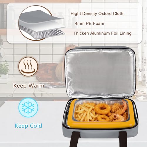Trunab Insulated Casserole Carrier for Hot or Cold Food, Double Thermal Food Containers, Fit 9x13 Inches Baking Dish Foil Pans, For Picnic Cookouts, Potluck Parties, Beach,Beige (Grey) - color: Gray