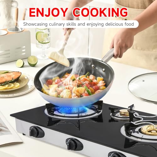 Propane Gas Cooktop,3 Burners Gas Stove portable, 0.28"Tempered Glass, Auto Ignition Camping 3 Burner LPG for RV,Apartments,Outdoor