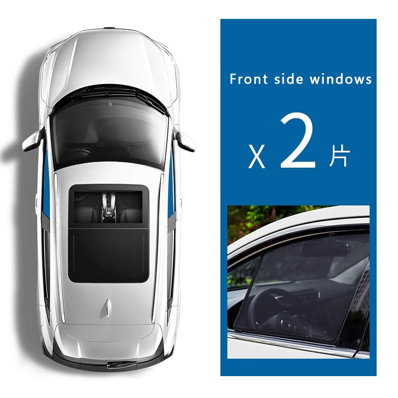 Car Sunshades for Tesla Model S 2012, Windshield Breathable Portable Visor Sunproof UV Rays Privacy Protection Blocking Mosquito,A/2pcs Side - color: A/2pcs Side