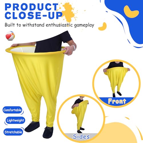 Granny Pants Yard Game Set for Adults, Oversized Granny Pants with 5 Bouncy Balls and 1 Pump, Giant Stretchy Pants, Fun Tossing Games Props for Outdoor Parties, Group Gatherings and Family(Yellow) - color: Yellow, size: Large