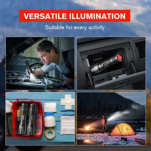 LETMY LED Tactical Flashlight S2000 [4 Pack] - High Lumens, Zoomable, 5 Modes, Waterproof Handheld LED Flashlight - Best Camping, Outdoor, Emergency, Everyday Flashlights - color: Black, size: 4 PACK