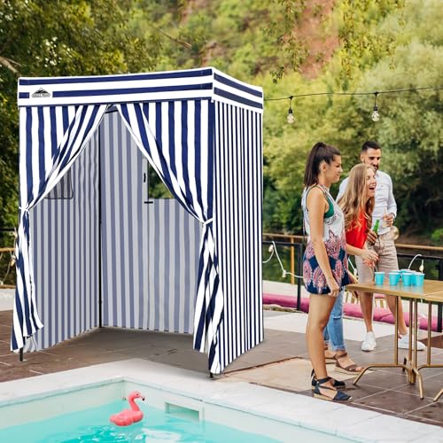 EAGLE PEAK Flex Compact 5x5 Pop-up Canopy Changing Room, Portable Privacy Dressing Room for Indoor Fashion Photoshoots, Camping, or Pool, White/Blue - color: White/Blue, size: 5x5 ft