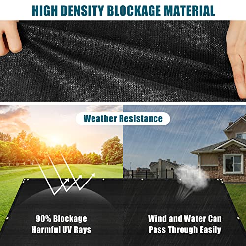 UIRWAY Privacy Screen Fence 6ft x 50ft Black, Heavy Duty 170GSM 90% Blockage Chain Link Fence Privacy Screen, UV Resistant Outdoor Windscreen Shade Net for Backyard Garden Patio Yard with Cable Ties - color: Black, size: 6' x 50'