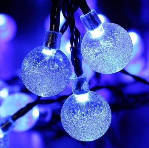 Toodour Solar String Lights Outdoor, 56ft 100 LED Globe String Light with 8 Mode, Waterproof Crystall Ball Lights Solar Patio Lights for Garden, Lawn, Patio, Gazebo, Yard, Outdoor Decor - Blue - color: Blue, size: 56ft