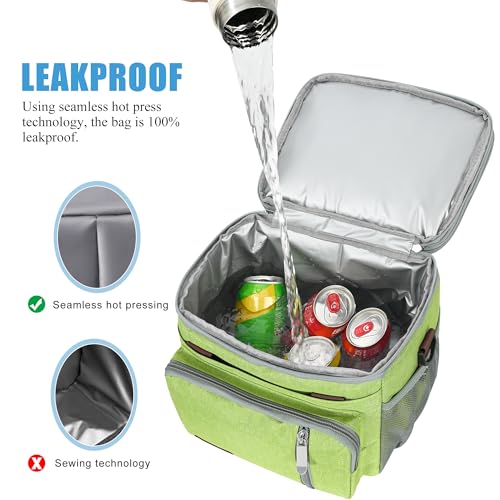 MIYCOO Lunch Bag & Lunch Box for Women Men, Double Deck Leakproof Insulated Soft Large Adult Camping Cooler bag for Work, Beach, Picnic, Travel (Green, 15L) - color: Green