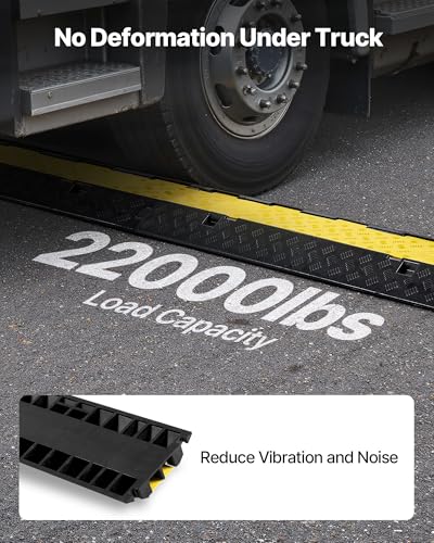 VEVOR Cable Protector Ramp, 2 Channel Heavy Duty 39.37'' Rubber Cord Hose Wire Cover, 2.2''W x 2''H Large Channel Size, Traffic Speed Bump with Flip-Open Top Cover, for Indoor Outdoor Use