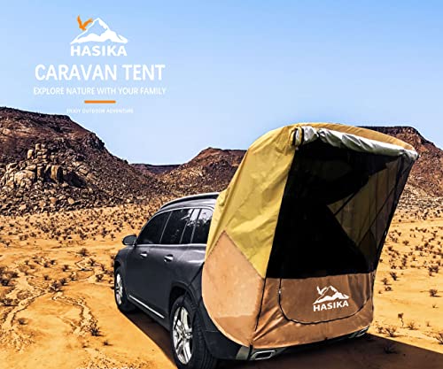 Hasika SUV Tailgate Tent - 2 Person Car Camping Awning, 3000mm Waterproof & UPF 50+ -Portable Hatchback Tent for Couples & Pet Owners, 2-Min Setup Road Trip Essentials Yellow - size: Large