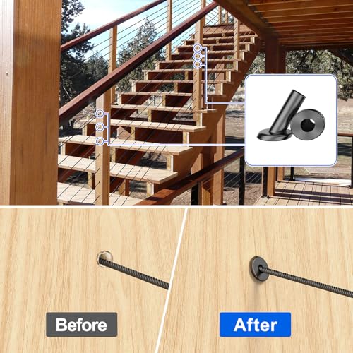BLIKA 40 Pack 25 30 35 Degree 1/8" Black Cable Railing Angle Beveled Protector Sleeves, T316 Stainless Steel, Angle Protector Sleeves Deck Stair Cable Railing Hardware Kit for Wood Posts - size: 1/8"