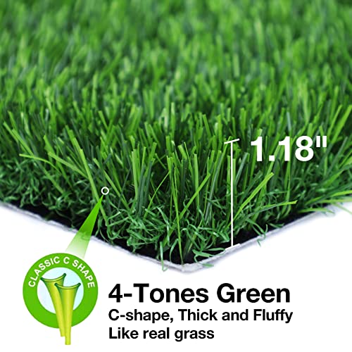 GLOBREEN Soft Artificial Grass Outdoor Rug - Realistic & Machine Washable & Pet Friendly Fake Grass Pad for Dogs Potty - 36 x 24 Inch Indoor Turf Mat High Drainage