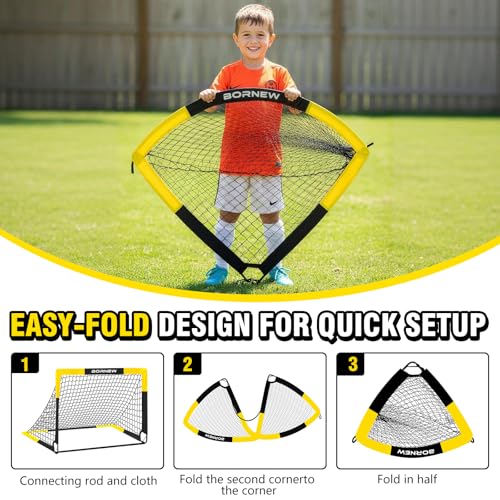 Kid Soccer Goal and Soccer Ball Targets Set - 6x4 / 4X3 ft Backyard & Indoor Soccer Goal, Portable Pop Up Soccer Net with Soccer Targets, Cones, Soccer Training Equipment for Ages 3-16 Year Gift - color: 1. Black Yellow