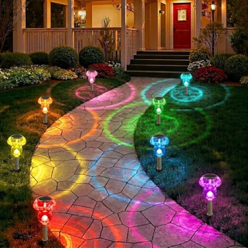 Benany Solar Lights Outdoor, 8 Pack Mushroom Lights Outside Waterproof, Solar Powered LED Lighting for Garden, Yard, Landscape, Path, Pathway, Lawn, Walkway, Driveway, Backyard Decor (Color Changing) - color: Color Changing