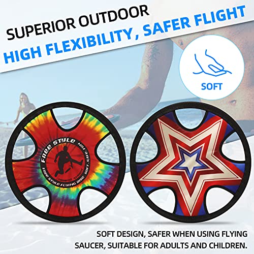 TurnWay Outdoor Two Soft Frisbee Throwing Disc, Flying Disc, Flying Saucer for Man and Woman in Yard, Beach, Lawn, Camping, Pool (Neon Lamp + Shield) - color: Neon Lamp + Shield