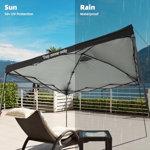 10x10 Canopy Replacement Top Cover with Air Vent, 210D Silver Coated Waterproof Polyester, Pop Up Tent Cover for Straight Leg Canopy Frame, Canopy Top Only - color: Black