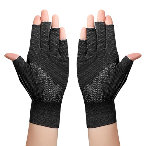 Lightweight Summer Fingerless Gloves Men Women UV Sun Protection Driving Cotton Gloves Nonslip Touchscreen Mittens - color: 2pairs-pink+solid Black