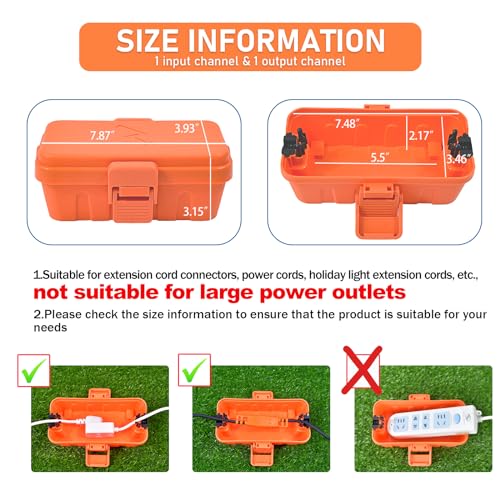 Hrensaw Small Weatherproof Electrical Connection Box(6 x 3.5 x 2.2inch),Outdoor Electrical Box,Waterproof Extension Cord Covers for Plug, Extension Cables, Holiday Lights,Orange - color: Orange, size: Small