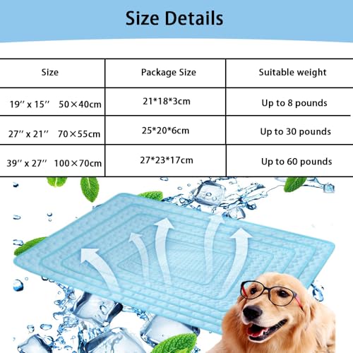 Generic Dog Cooling Mat, Pressure Activated Pet Cooling Mat for Dogs Cats, Non-Toxic Self Cooling Pad for Dogs Cats in Hot Summer Cool Pad Washable & Easy Clean (27''x 21''), BLUE