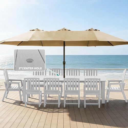 11-Piece Patio Dining Set, Outdoor Dining Set for 10, HDPE All-Weather Outdoor Furniture with 89.57” Umbrella Hole Table, 2 Armchairs & 8 Armless Chairs, White - color: White, size: 2 Armchairs & 8 Armless Chairs