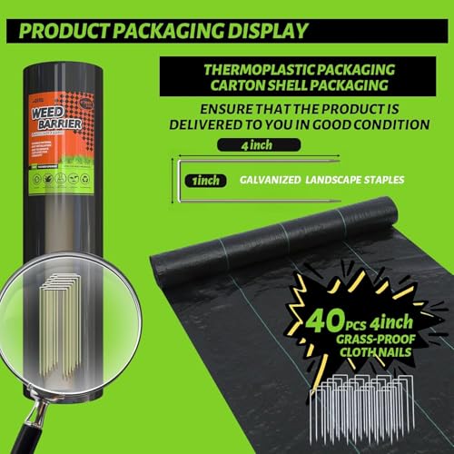 6x300FT Weed Barrier Landscape Fabric Heavy Duty, 3.2oz Durable Geotextile Fabric, Weed Block Gardening Ground Cover Mat, Weed Control Garden Cloth for Landscaping, French Drains, Yard Driveway - size: 6*300ft
