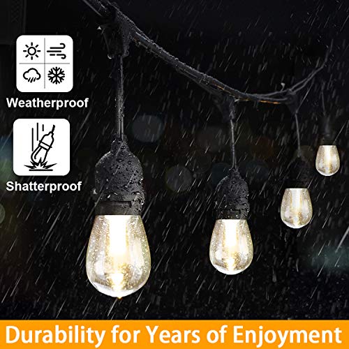 Mlambert 3-Color in 1 Solar String Lights Outdoor Waterproof Dimmable, 48ft Remote LED Patio Lights,15 Hanging Sockets Shatterproof Light for Backyard - color: Black, size: 48FT