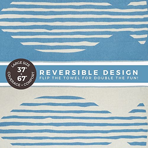 FESHKA Sand Proof Turkish Beach Towel – Oversized, Quick Dry & Lightweight Travel Towel - 100% Organic Cotton Beach Blanket - Perfect for Bath, Pool & Picnic | Blue Stripes (Blue) - color: 24 - Blue