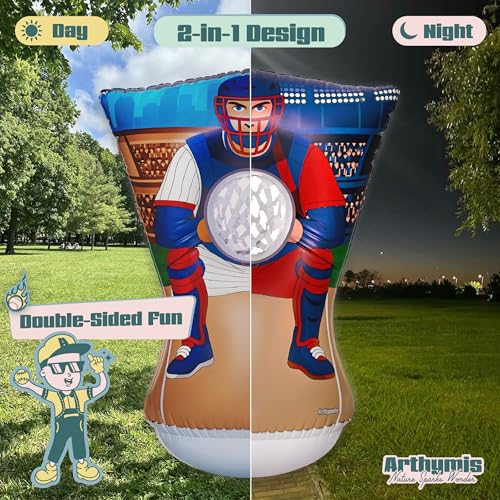 Pitching Target for Kids – Double-Sided Baseball Training Equipment for Indoor & Backyard Baseball Practice, Inflatable Strike Zone with Balls & Pump, Ages 3+