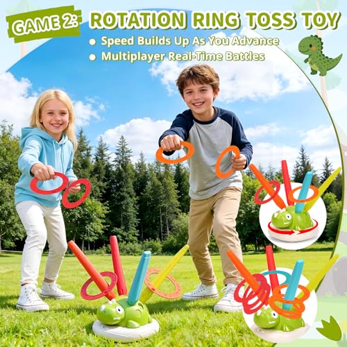 3 in 1 Dinosaur Rocket Launcher, Musical Jump and Toss, Activity Spinning Dinosaur Toy with Remote Control, Indoor & Outdoor Sports Toys