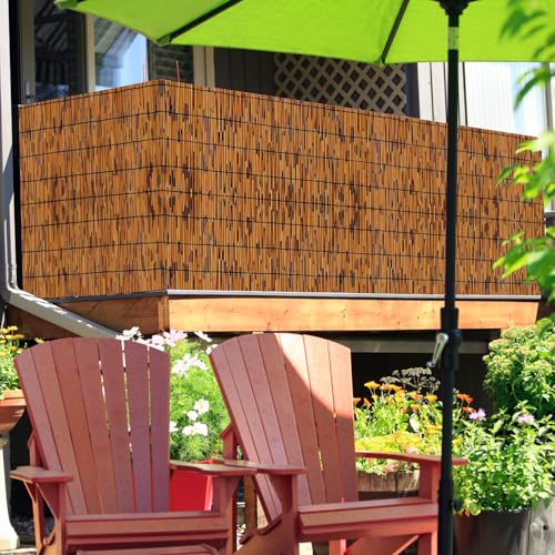 KOIUEYW Bamboo Reed Fencing, Decorative Bamboo Curtains for Patio, Light Russet Privacy Fence Reed Screens Outdoor for Patio Garden Balcony Privacy Screen, 5 x 5 FT - color: Light Russet, size: 5 x 5 FT