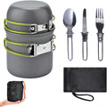 Camping Cookware Mess Kit Backpacking Pot Gear Camping Cooking Pots and Pans Set Camp Kitchen Equipment Accessories Green
