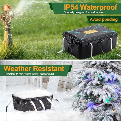 NineLeaf Large Outdoor Electrical Box (12.5 x 8.5 x 5 inch), IP54 Waterproof Extension Cord Cover,Weatherproof Connection Box for Power Strip, Plug, Socket, Timer, Holiday Light Decoration, Black - color: Black, size: 320x210x130mm
