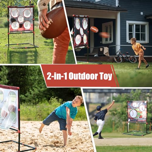 VROGTIK 2-in-1 Football & Baseball Toss Game for Kids Ages 3-8 - Outdoor Garden Toy for Backyard, Beach & Camping, Family Party Fun Sports Toy