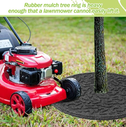 Peryiter 6 Pcs Rubber Mulch Tree Ring, Heavy Duty Rubber Mulch Mat, Tree Protector Weed Barrier Mats, Round Root Barrier for Root Protection Weed Grass Control (24 Inches) - style: 24 Inches