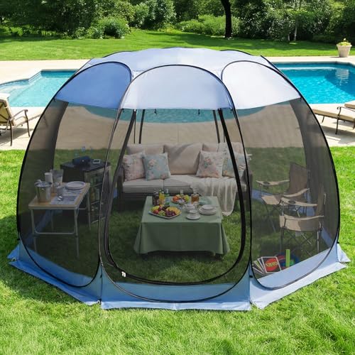 Alvantor 15'x15' Pop Up Screen House Tent, Instant Outdoor Gazebo with Mosquito Netting & UPF 50+ Sun Protection, Portable Canopy Shelter for Patio, Backyard, Camping (12-15 Person),Charcoal Gray - color: Charcoal Gray, size: 15'x15'