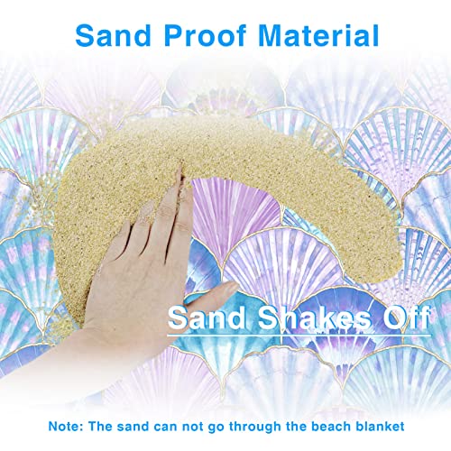 Sandproof Waterproof Beach Mat, 79" x 83", Ocean Blue, 100% Polyester, Fits 4-6 Persons, Portable Camping Blanket for Travel, Camping, Hiking, Picnic - color: Purple Shell