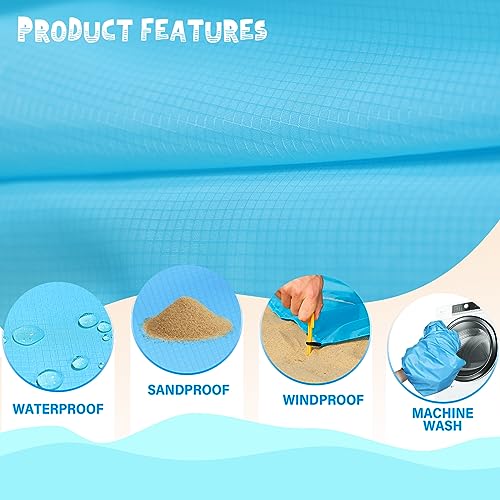 Beach Blanket Waterproof Sandproof 1-7 Adult Oversized 78 '' × 110 '' Lightweight Durable Compact Sand Free Extra Large Beach Mat for Travel Camping Hiking Picnic - color: 3blue, size: 78“x110”