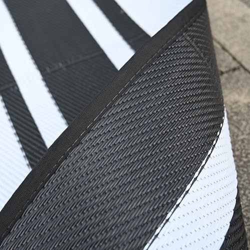 RURALITY Outdoor Rugs 6x9 Waterproof for Patios Clearance,Plastic Straw Mats for Backyard,Porch,Deck,Balcony,Reversible,Black and White - color: Panel-black&white, size: 6' x 9' (Rectangular)