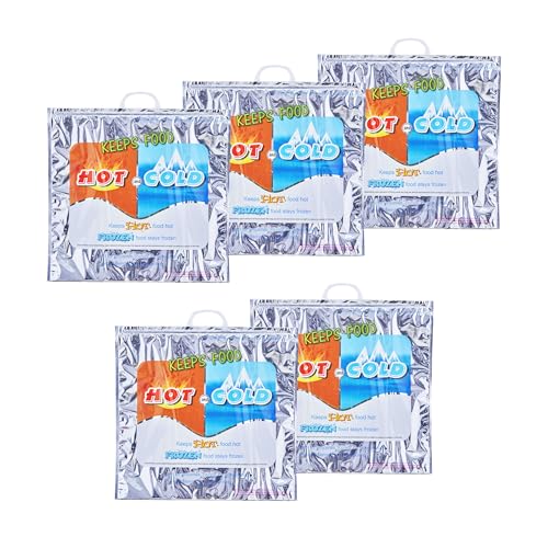 Superio Hot and Cold Insulated Bags for Food Delivery, Grocery Shopping Bags, Food Storage for Hot and Frozen Food for Travel, Disposable Cooler Bag, Reinforced Thermal Lunch Bag (5, 20" x 19") - color: 5 Pack, size: X Large (Grocery Size)