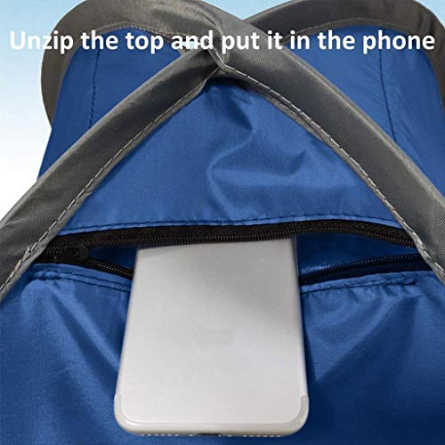 Beach Sun Shelters,Instant Sun Shade Canopy Head PopUp Canopy Automatic Shade Tent for Camping Hiking Picnic Portable Sun Shelter Windproof Waterproof with Mobile Phone Stand - color: Blue-Waterproof-27.5in