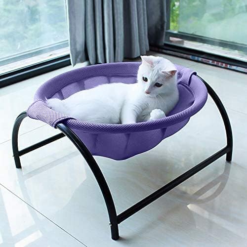 JUNSPOW Cat Bed Dog Bed Pet Hammock Bed Cat Sleeping Cat Supplies Pet Supplies Whole Wash Stable, Detachable & Breathable, Easy Assembly Indoors Outdoors, 16.9 in x 16.9 in x 9.5 in - color: Purple, size: 16.9"L x 16.9"W x 9.5"Th (Mesh)